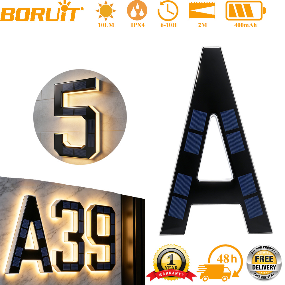 Outdoor Lighting For Front Of House - 12CM Solar House Number Lights House