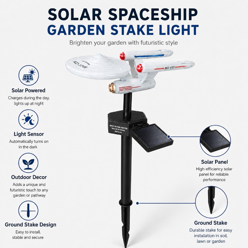 Landscape Spike Light - Star Trek USS Enterprise Solar Garden