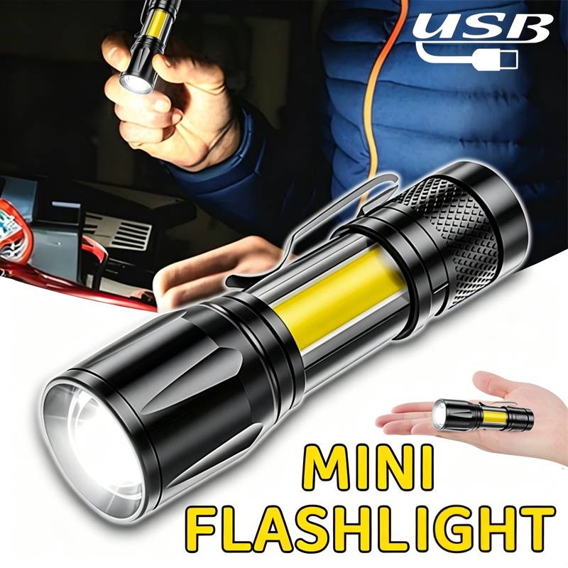 Outdoor Lighting Black - Mini LED Flashlight COB Floodlight Portable