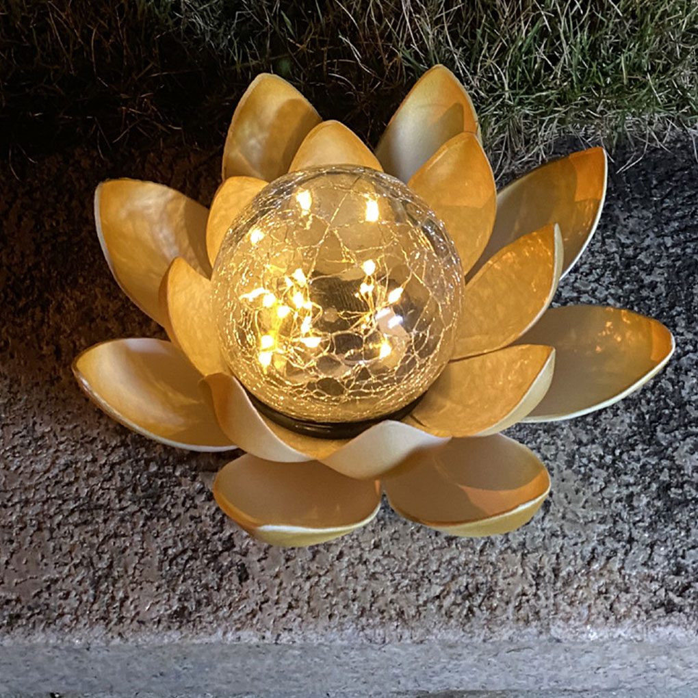 Outdoor Lighting Halloween - Lotus Shaped Garden Solar Lights Cracked