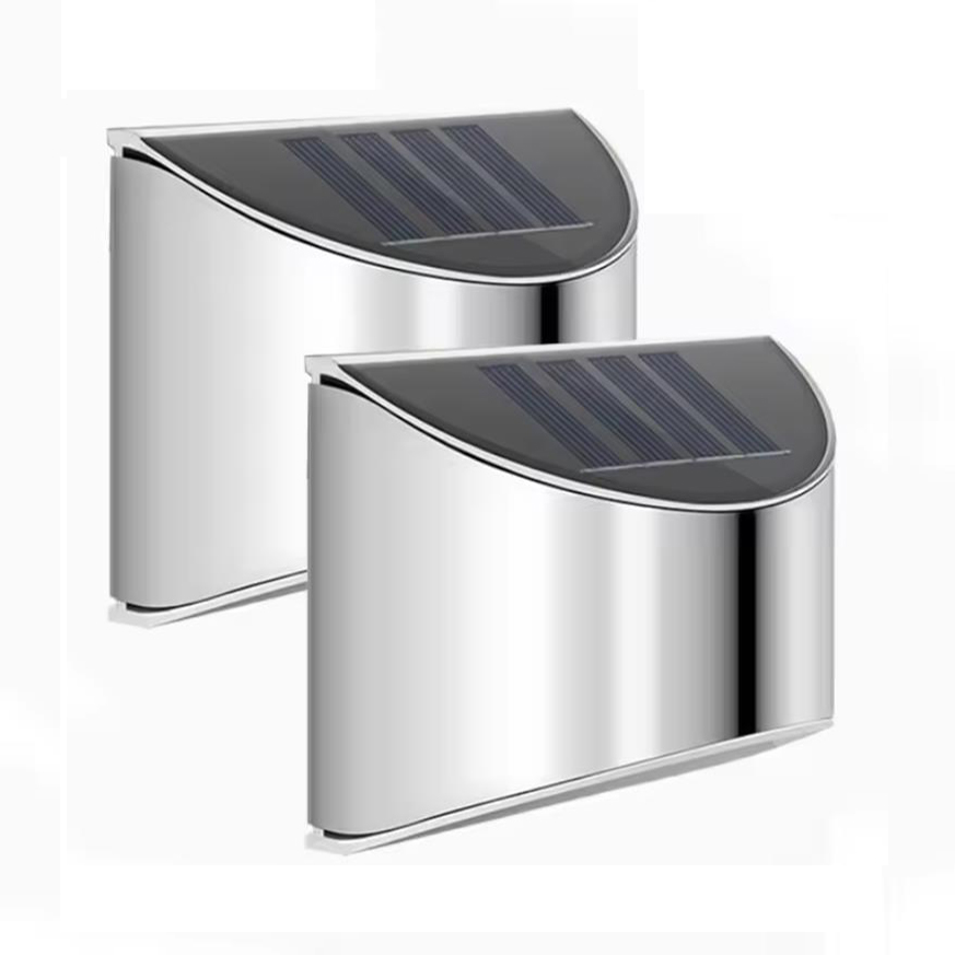 Outdoor Lighting On Fence - 2Pcs Solar Garden Light Stainless Steel