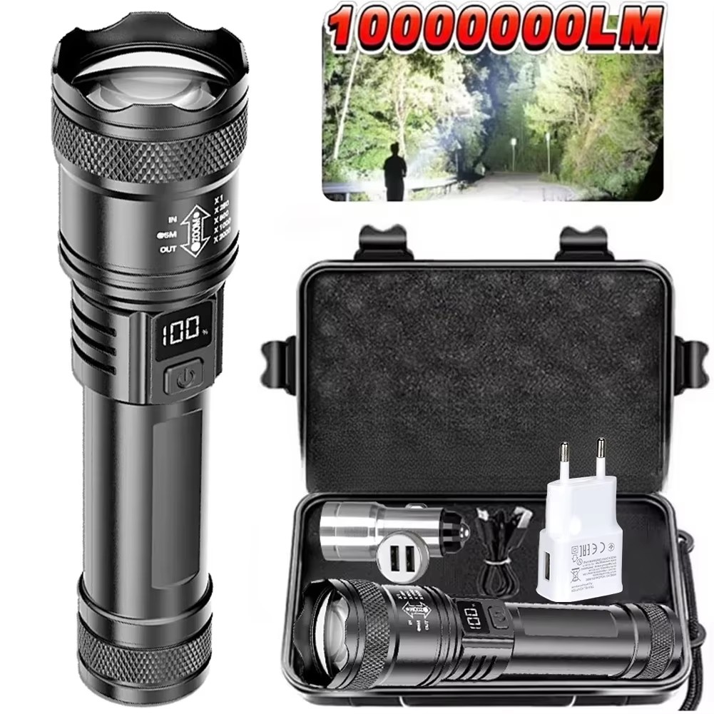 Outdoor Lighting Panel - Rechargeable LED Flashlight Zoomable Torch with