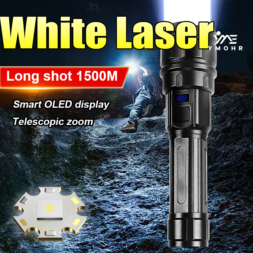 Outdoor Lighting Black - White Laser High Power Flashlight Rechargeable