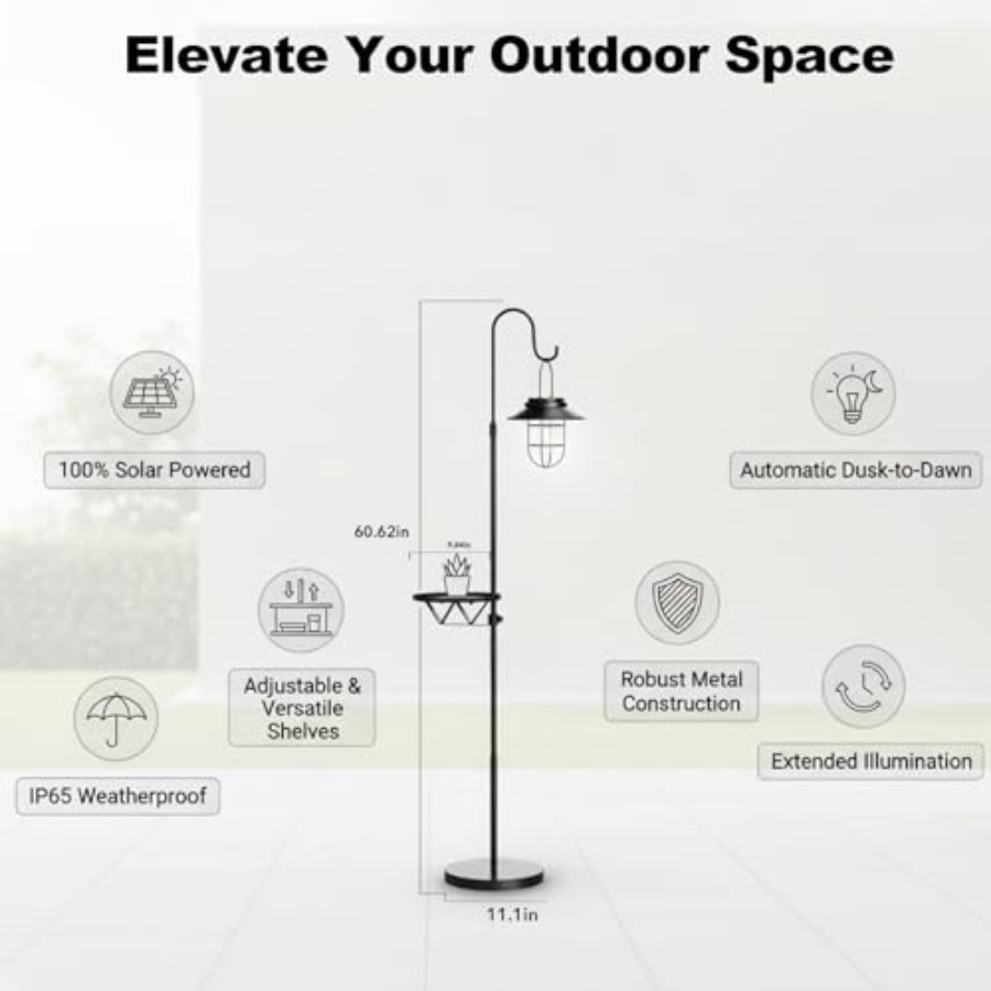 Solar Floor Lamp with Table, 6 - Outdoor Lighting Hooks recension och pris