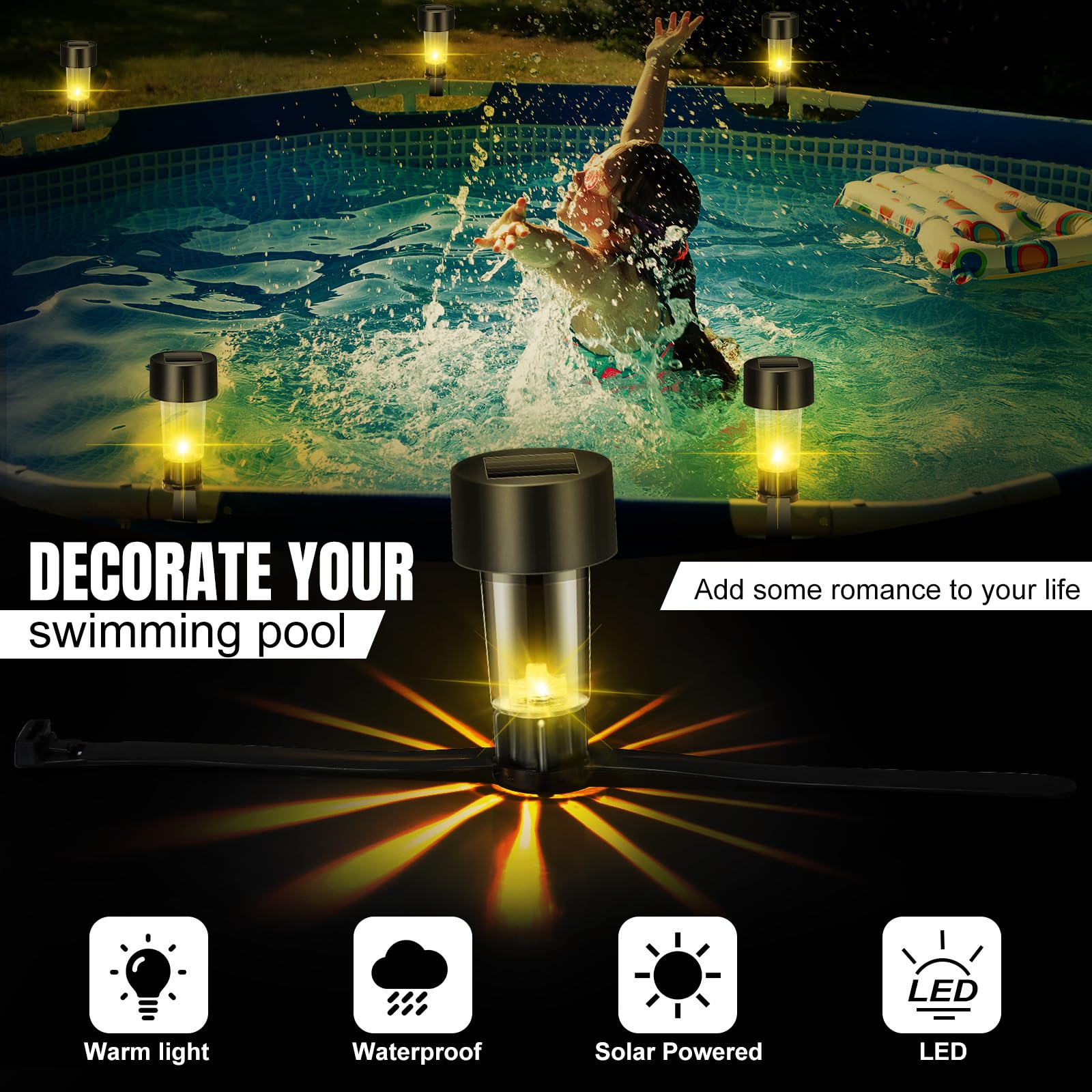 6 Packages Solar Pool Light Fr - Outdoor Lighting On Fence recension och pris