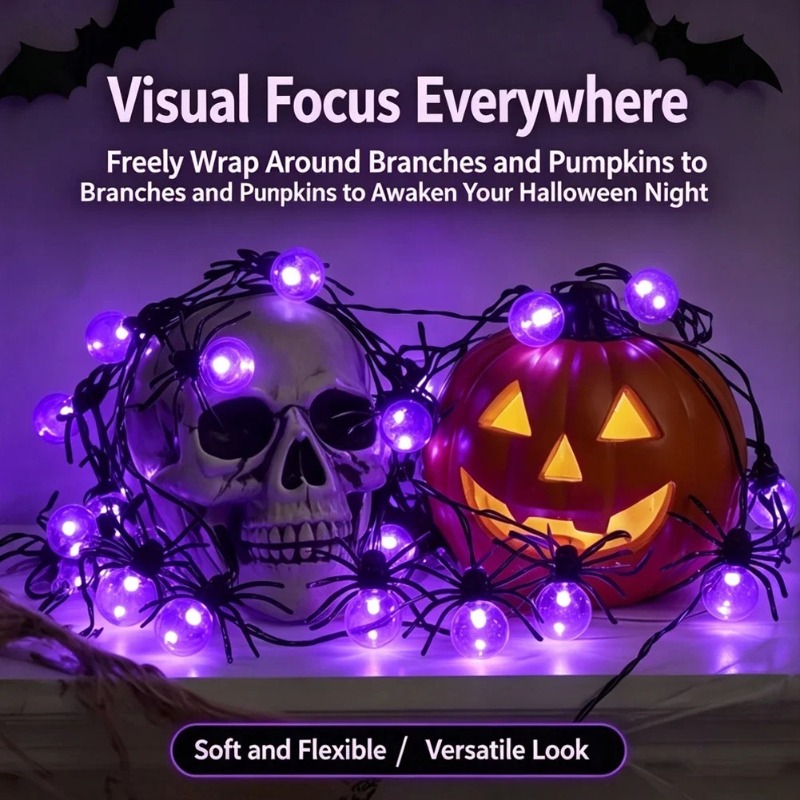 Battery Powered Spider LED Str - Outdoor Lighting Halloween recension och pris