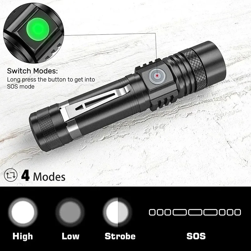 Rechargeable T6 Handheld Flash - Outdoor Lighting Black recension och pris