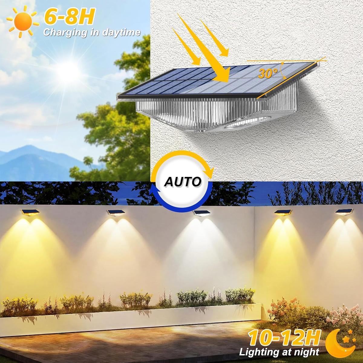 4Pcs Solar Fence Lights Dusk T - Outdoor Yard Lighting Fixtures recension och pris