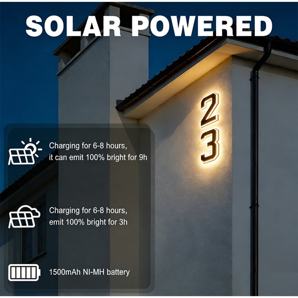 New Solar Address Sign LED Hou - Outdoor Lighting For Front Of House recension och pris