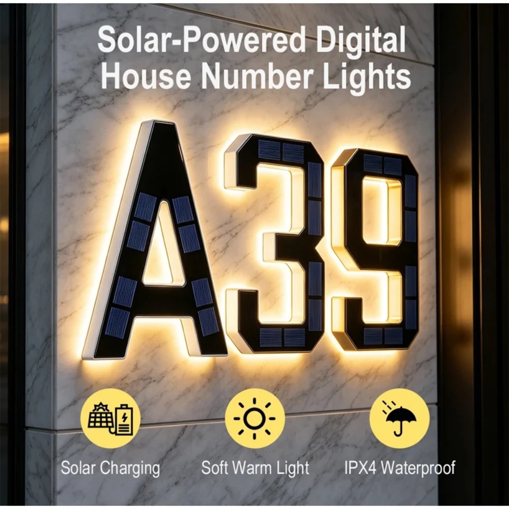 New Solar Address Sign LED Hou - Outdoor Lighting For Front Of House recension och pris