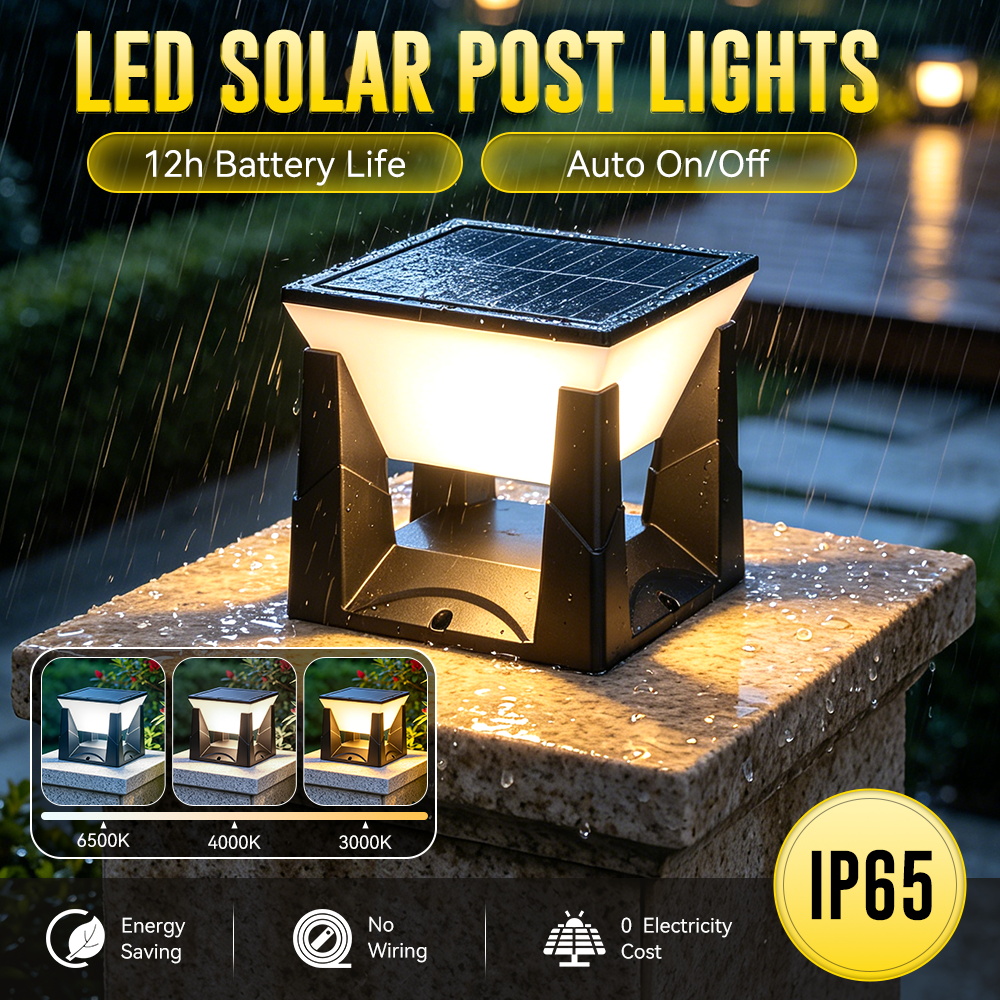 3-Color Solar Post Light IP65  - Outdoor Yard Lighting Fixtures recension och pris