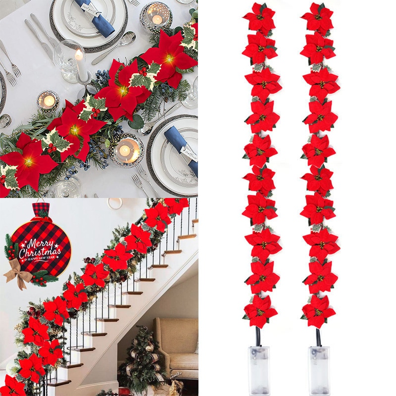2/3m Christmas Poinsettia Flow - Xmas Outdoor Lighting Decorations recension och pris