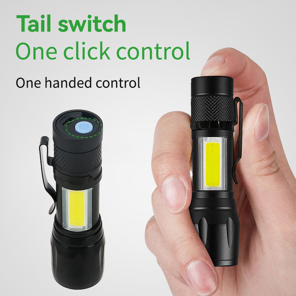Mini LED Flashlight COB+XPE Po - Outdoor Lighting Black recension och pris