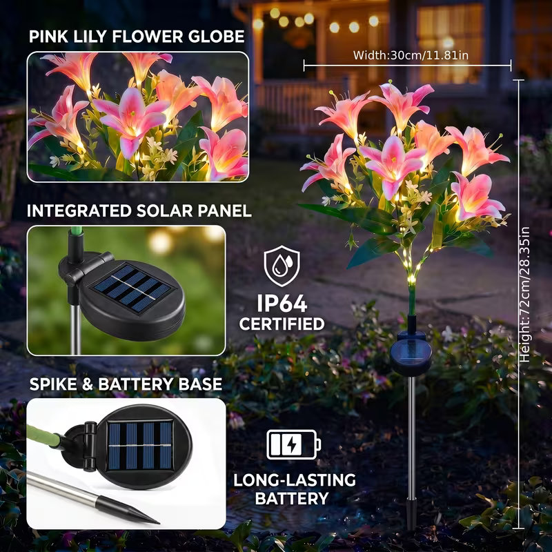 Solar Lily Flower Lawn Lights  - Landscape Spike Light recension och pris