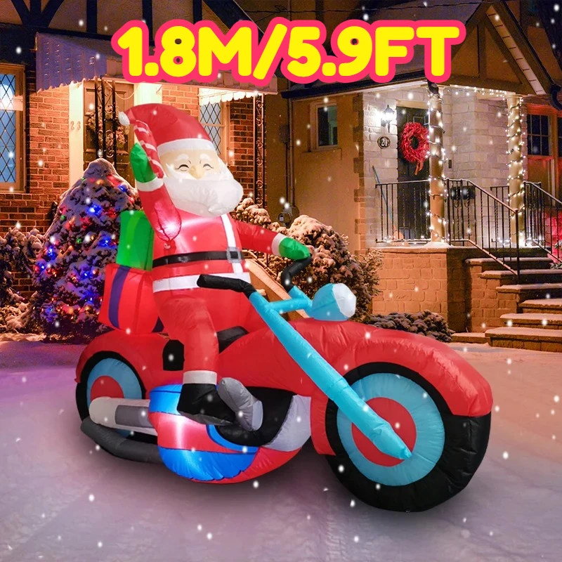 1.8M/5.9FT Inflatable Santa on - Xmas Outdoor Lighting Decorations recension och pris