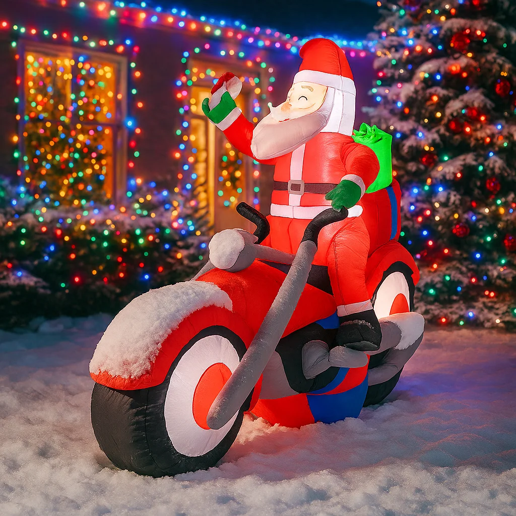 1.8M/5.9FT Inflatable Santa on - Xmas Outdoor Lighting Decorations recension och pris