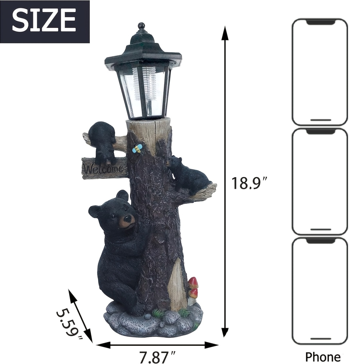 Black bear statue welcome sign - Outdoor Lighting On Trees recension och pris