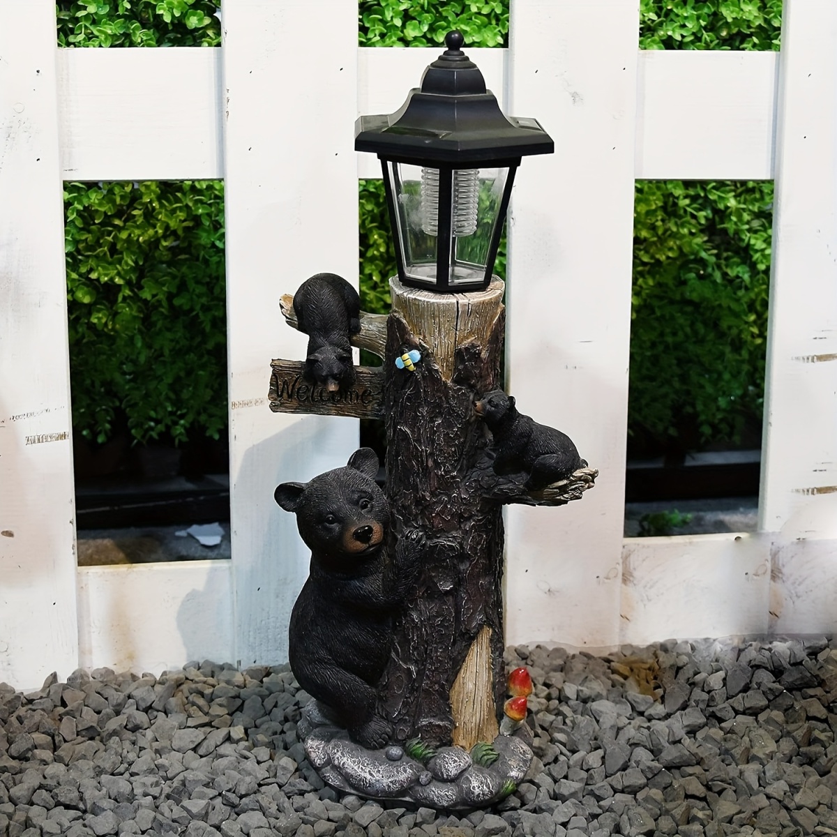 Black bear statue welcome sign - Outdoor Lighting On Trees recension och pris