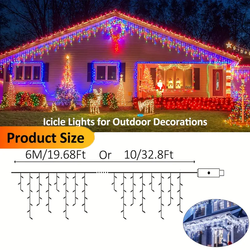 Solar Icicle Lights Outdoor Fa - Xmas Outdoor Lighting Decorations recension och pris