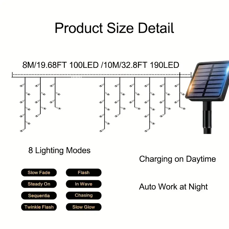 Solar Icicle Lights Outdoor Fa - Xmas Outdoor Lighting Decorations recension och pris