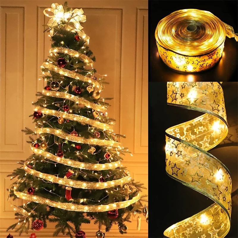 Christmas Ribbon Fairy String  - Xmas Outdoor Lighting Decorations recension och pris