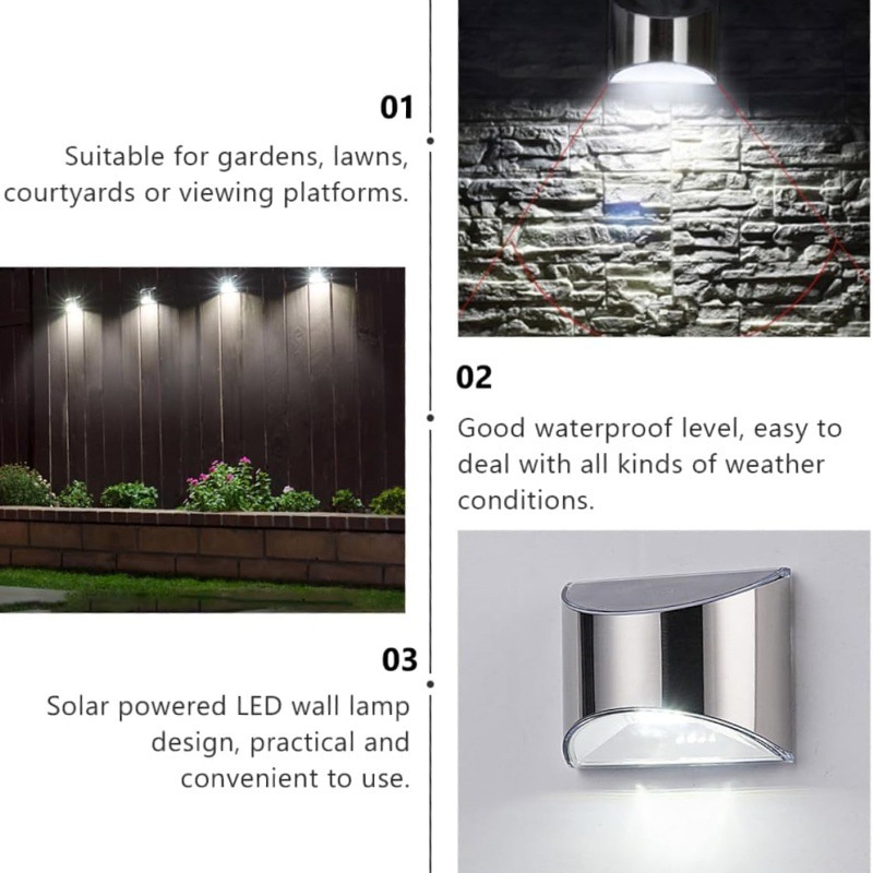 2Pcs Solar Garden Light Stainl - Outdoor Lighting On Fence recension och pris