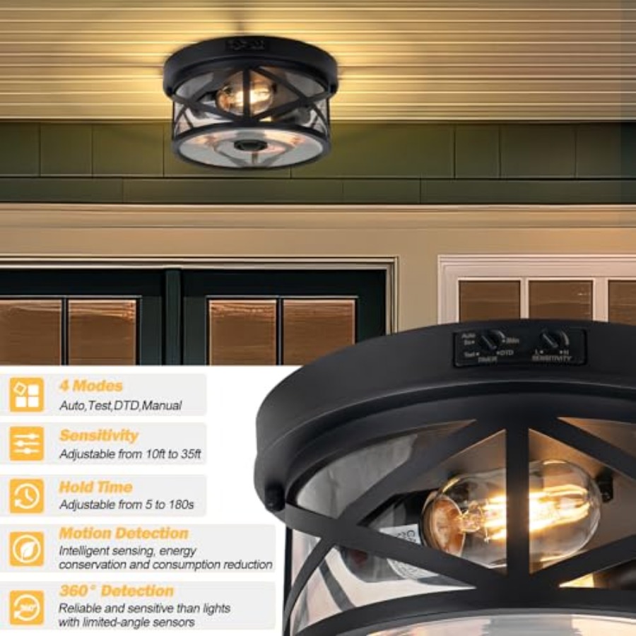 Motion Sensor Outdoor Ceiling  - Outdoor Lighting Black recension och pris