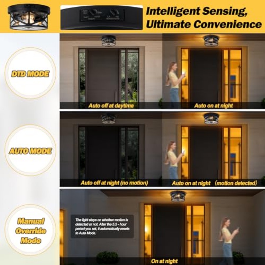 Motion Sensor Outdoor Ceiling  - Outdoor Lighting Black recension och pris