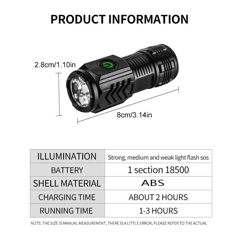 Mini 3LED Flashlight With Pen  - Outdoor Lighting Black recension och pris